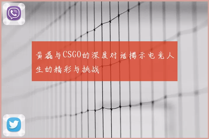 黄磊与CSGO的深度对话揭示电竞人生的精彩与挑战